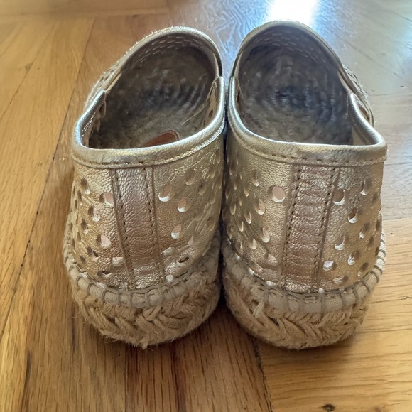 Loeffler Randall Rowan Gold Perforated Leather Espadrille Slip-Ons Size 37 - Picture 5 of 10